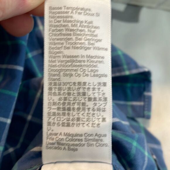 J. Crew Slim Flex Washed Plaid Button Down Shirt Blue Green White Long Sleeve L - Picture 10 of 10